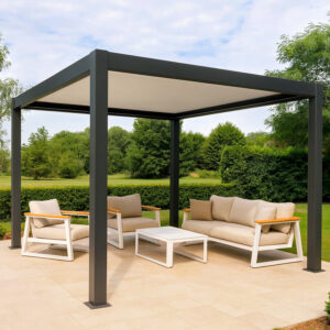 Motorgesteuerte Pergola 3x4 aus schwarzem und weißem Aluminium mit verstellbaren Lamellen – Bild 5
