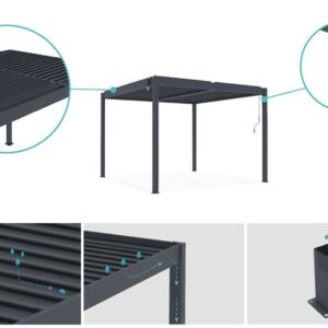 Piana 3x2,5m freistehende bioklimatische Pergola aus grauem Aluminium – Bild 3