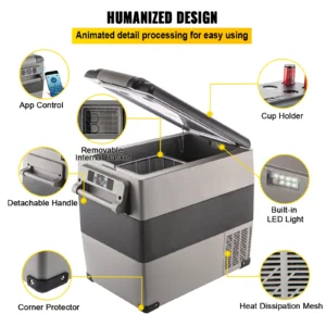 SucceBuy 55L Auto Kühlschrank Mini-Kühlschrank Gefrierschrank Tragbarer Kompressorkühler DC 110-240V Kühlbox für Camping – Bild 6
