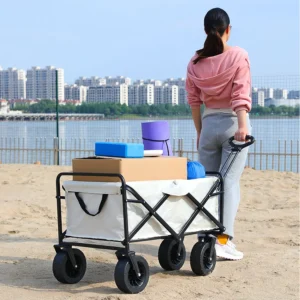 Schwerlast-Transportwagen mit großer Tragfähigkeit, faltbar, für Outdoor, Garten, Strand, Camping, mit Getränkehaltern – Bild 5