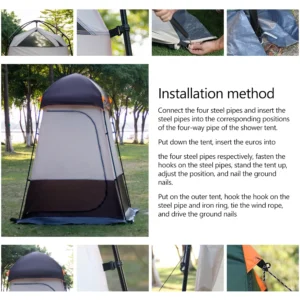 Tragbares Outdoor-Sichtschutz-Duschzelt, doppellagiges Sonnenschutzmittel für Camping, Ankleidezimmer, Toilette, Wandern, Angeln, Picknick – Bild 4