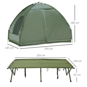 Erhöhtes Campingbett mit Kuppelzelt und Luftmatratze inkl. Pumpe, Taft, Grün, 193 x 136 x 178 cm für Outdoor-Abenteuer – Bild 3