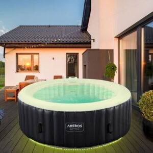 AREBOS Santorini Aufblasbarer Whirlpool 208 cm 6 Personen 130 Massagedüsen 1000 L mit LED – Bild 1