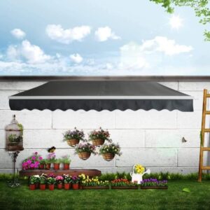 Aufun Gelenkarmmarkise aus Aluminium und Polyester, Sonnenschutz mit Kurbel 360 x 300 cm (Dunkelgrau) – Bild 5
