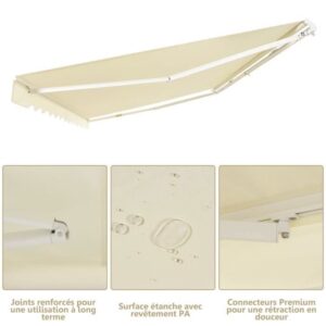 COSTWAY Einziehbare Balkonmarkise 4 x 2,5 m mit UV- und wasserbeständigem Stoff, Aluminiumrahmen, Verstellbarer Winkel 5-35° – Bild 1