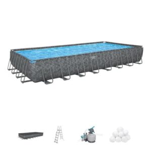 BESTWAY APX 365 Rohrrahmen-Aufstellschwimmbecken-Kit - 956 x 488 x 132 cm - Rechteckig (Sandfilter, 500g Polysphere, Leiter, Abdeckplane) – Bild 1