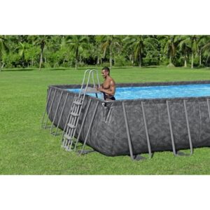 BESTWAY APX 365 Rohrrahmen-Aufstellschwimmbecken-Kit - 956 x 488 x 132 cm - Rechteckig (Sandfilter, 500g Polysphere, Leiter, Abdeckplane) – Bild 5