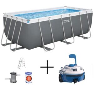 BESTWAY Aufstellpool-Set - Steel Pro Max - 422 x 201 x 122 cm - Rechteckig + Guppy Poolroboter – Bild 1