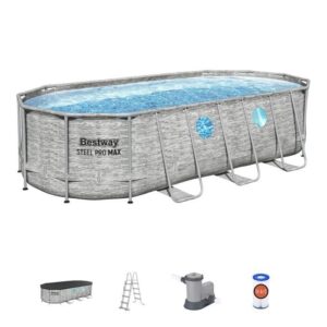 BESTWAY Aufstellpool-Set - Steel Pro Max™ - 549 x 274 x 122 cm - Oval (Kartuschenfilter, Abdeckung, Leiter) – Bild 2
