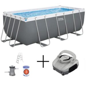 BESTWAY Steel Pro Max Aufstellpool-Set - 422 x 201 x 122 cm - Rechteckig + Quartz Poolsauger – Bild 1