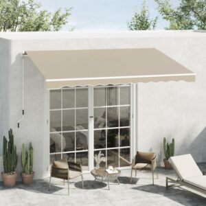 Markise - Outsunny - Manuell einziehbar 395x245 cm Terrasse Kurbel UV-beständig - Aluminium - 395x245 cm - Beige – Bild 4