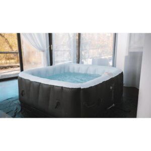 O'SPAZIA Aufblasbarer Whirlpool Quadratisch 6 Personen - Bis zu 40°C - Bereit in 5 Minuten - Schwarz – Bild 2