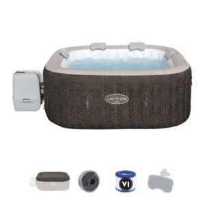 BESTWAY Lay-Z-Spa Cabo Aufblasbarer Whirlpool Quadratisch 4-6 Personen - 180x180x71 cm - Geflochtener Rattan-Look – Bild 4