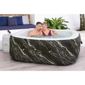 BESTWAY Lay-Z-Spa Hollywood Aufblasbarer Whirlpool Quadratisch 4-6 Personen - 180x180x66 cm - Schwarz Marmoriert mit LED – Bild 2