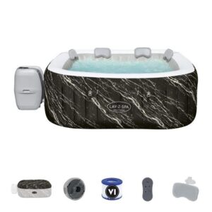 BESTWAY Lay-Z-Spa Hollywood Aufblasbarer Whirlpool Quadratisch 4-6 Personen - 180x180x66 cm - Schwarz Marmoriert mit LED – Bild 1