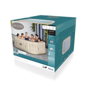 BESTWAY Lay-Z-Spa Rome Aufblasbarer Whirlpool - 180 Airjets - 201 x 201 x 71 cm - 5-7 Personen - Quadratisch - Sand – Bild 9