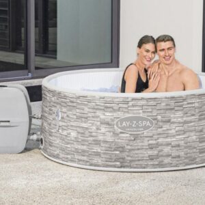 BESTWAY Lay-Z-Spa Vancouver AirJet Plus Aufblasbarer Whirlpool Rund mit WLAN - 3-5 Personen - Steindekor – Bild 2