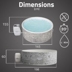 BESTWAY Lay-Z-Spa Vancouver AirJet Plus Aufblasbarer Whirlpool Rund mit WLAN - 3-5 Personen - Steindekor – Bild 3