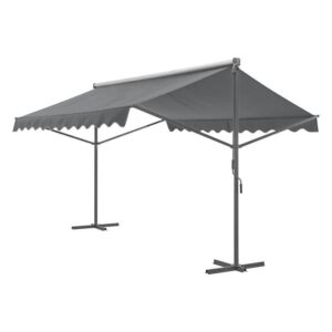 Freistehende Doppelpultmarkise Selenizza 400 x 300 x 260 cm Dunkelgrau – Bild 3