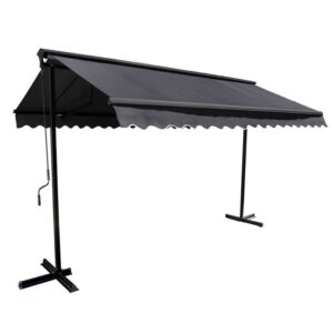 Doppelpultmarkise Trinidad 3x3 m aus Aluminium Anthrazit - Oviala – Bild 1