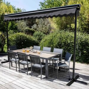 Doppelpultmarkise mit Vollkassette 3 x 4 m aus Aluminium Anthrazitgrau - Oviala – Bild 3
