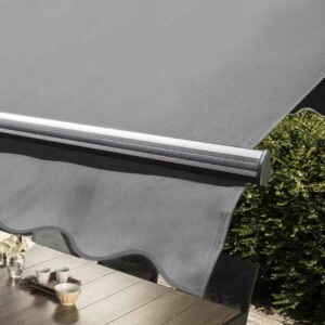 Doppelpultmarkise mit Vollkassette 3 x 4 m aus Aluminium Anthrazitgrau - Oviala – Bild 5