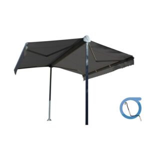Doppelpultmarkise manuell 4x2x3 m - Grauer Stoff und texturiertes anthrazitgraues Gestell - GARDEN OMBRAZUR – Bild 1